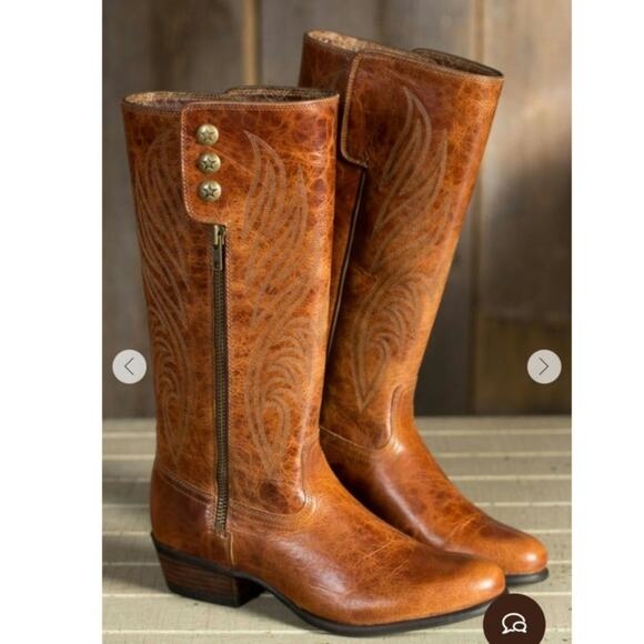 Ariat Shoes - Ariat Uproar Gingersnap Leather Knee High Flame Stitch Western Boots Size 7.5M